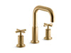 KOHLER K-T14428-3 Purist Deck-mount bath faucet trim with Cross handles, vibrant moderne brushed gold