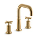 KOHLER K-T14428-3 Purist Deck-mount bath faucet trim with Cross handles, vibrant moderne brushed gold