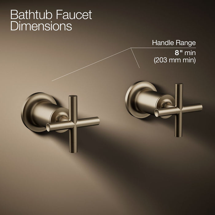 KOHLER K-T14429-3 Purist Deck- or wall-mount bath faucet handle trim with cross design, vibrant brushed bronze - view 4