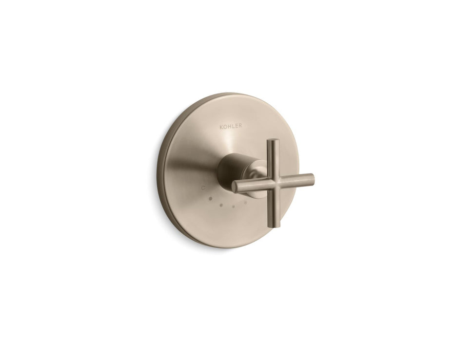 KOHLER K-T14488-3 Purist MasterShower temperature control valve trim with cross handle, vibrant brushed bronze