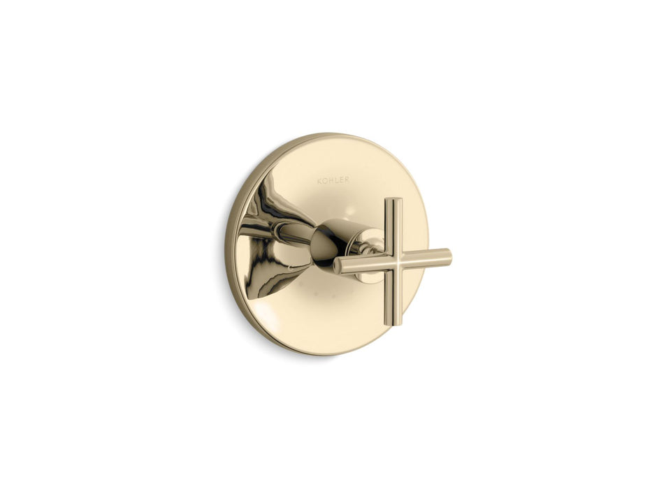 KOHLER K-T14488-3 Purist MasterShower temperature control valve trim with cross handle, vibrant french gold