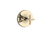 KOHLER K-T14488-3 Purist MasterShower temperature control valve trim with cross handle, vibrant french gold