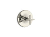 KOHLER K-T14488-3 Purist MasterShower temperature control valve trim with cross handle, vibrant polished nickel
