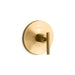 KOHLER K-T14488-4 Purist MasterShower temperature control valve trim with lever handle, vibrant brushed moderne brass
