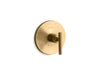 KOHLER K-T14488-4 Purist MasterShower temperature control valve trim with lever handle, vibrant moderne brushed gold