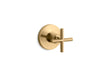 KOHLER K-T14490-3 Purist MasterShower volume control valve trim with cross handle, vibrant moderne brushed gold