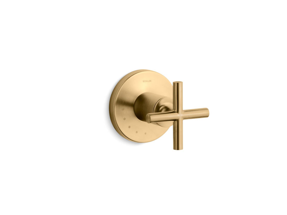 KOHLER K-T14490-3 Purist MasterShower volume control valve trim with cross handle, vibrant moderne brushed gold