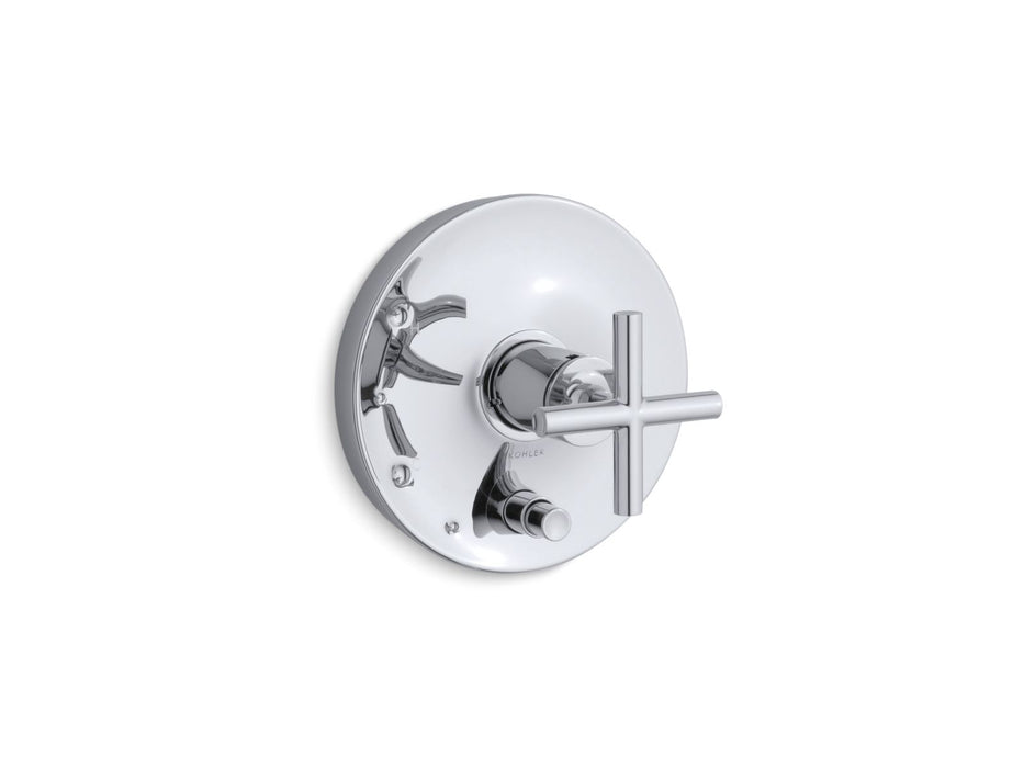 KOHLER K-T14501-3 Purist Rite-Temp valve trim with push-button diverter and cross handle, polished chrome