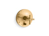 KOHLER K-T14501-3 Purist Rite-Temp valve trim with push-button diverter and cross handle, vibrant brushed moderne brass