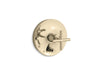KOHLER K-T14501-3 Purist Rite-Temp valve trim with push-button diverter and cross handle, vibrant french gold