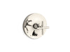 KOHLER K-T14501-3 Purist Rite-Temp valve trim with push-button diverter and cross handle, vibrant polished nickel