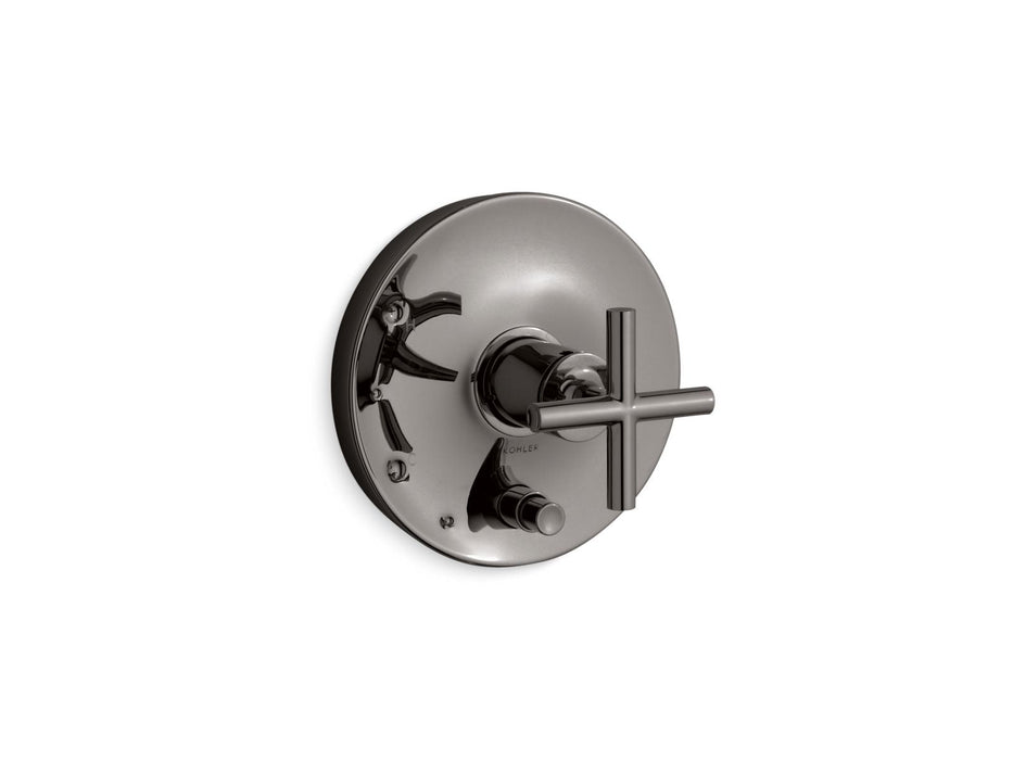KOHLER K-T14501-3 Purist Rite-Temp valve trim with push-button diverter and cross handle, vibrant titanium
