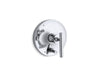KOHLER K-T14501-4 Purist Rite-Temp valve trim with push-button diverter and lever handle, polished chrome