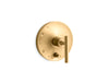 KOHLER K-T14501-4 Purist Rite-Temp valve trim with push-button diverter and lever handle, vibrant brushed moderne brass