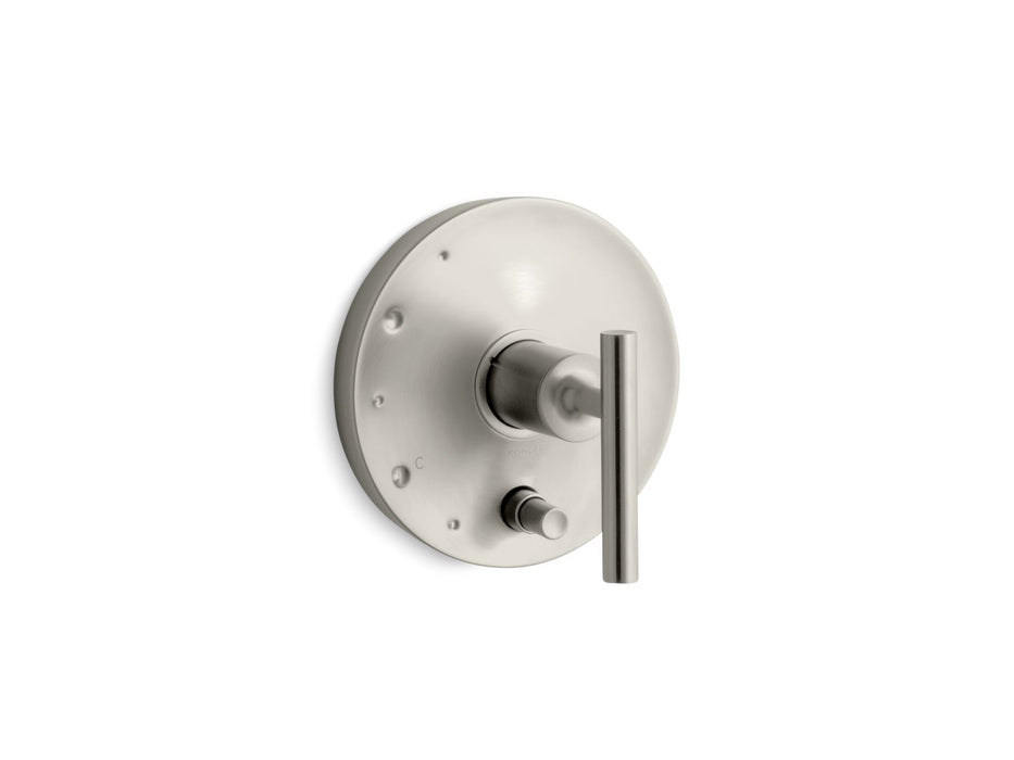 KOHLER K-T14501-4 Purist Rite-Temp valve trim with push-button diverter and lever handle, vibrant brushed nickel
