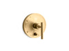 KOHLER K-T14501-4 Purist Rite-Temp valve trim with push-button diverter and lever handle, vibrant moderne brushed gold