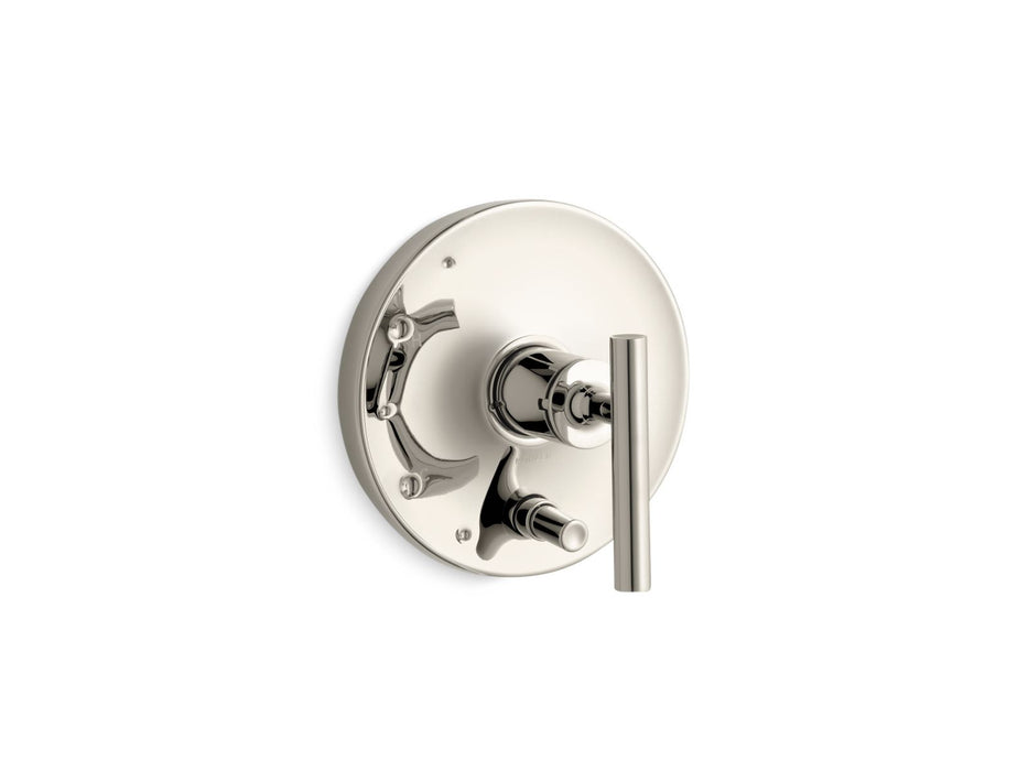 KOHLER K-T14501-4 Purist Rite-Temp valve trim with push-button diverter and lever handle, vibrant polished nickel