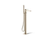 KOHLER K-T23492-4 Parallel Floor-mount bath filler trim with handshower, vibrant brushed bronze