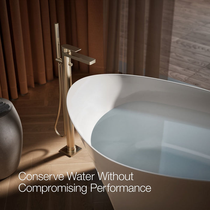 KOHLER K-T23492-4 Parallel Floor-mount bath filler trim with handshower, vibrant brushed bronze - view 5