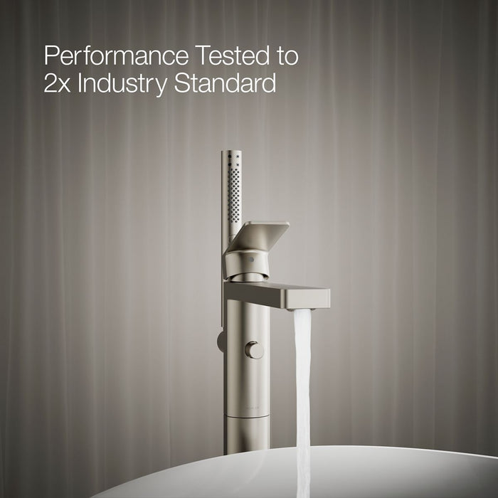 KOHLER K-T23492-4 Parallel Floor-mount bath filler trim with handshower, vibrant brushed nickel - view 5