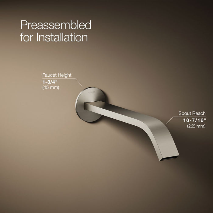 KOHLER K-T23888 Components Wall-mount bathroom sink faucet spout with Ribbon design, 1.2 gpm