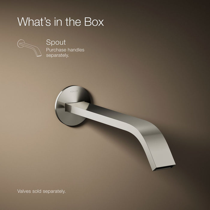 KOHLER K-T23888 Components Wall-mount bathroom sink faucet spout with Ribbon design, 1.2 gpm