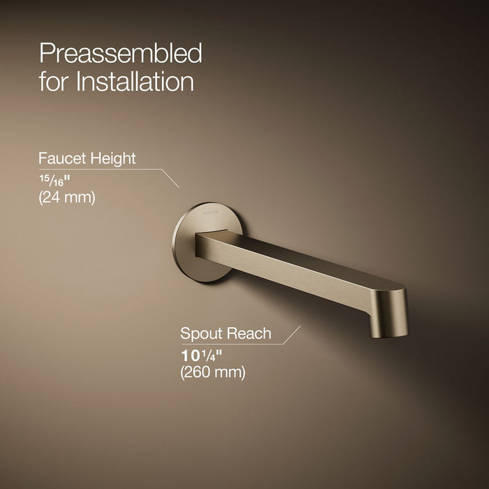 KOHLER K-T23889 Components Wall-mount bathroom sink faucet spout with Row design, 1.2 gpm
