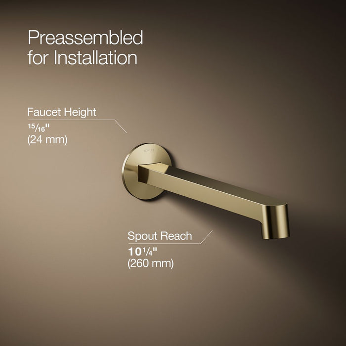 KOHLER K-T23889 Components Wall-mount bathroom sink faucet spout with Row design, 1.2 gpm