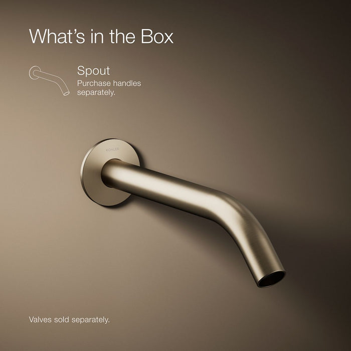 KOHLER K-T23890 Components Wall-mount bathroom sink faucet spout with Tube design, 1.2 gpm