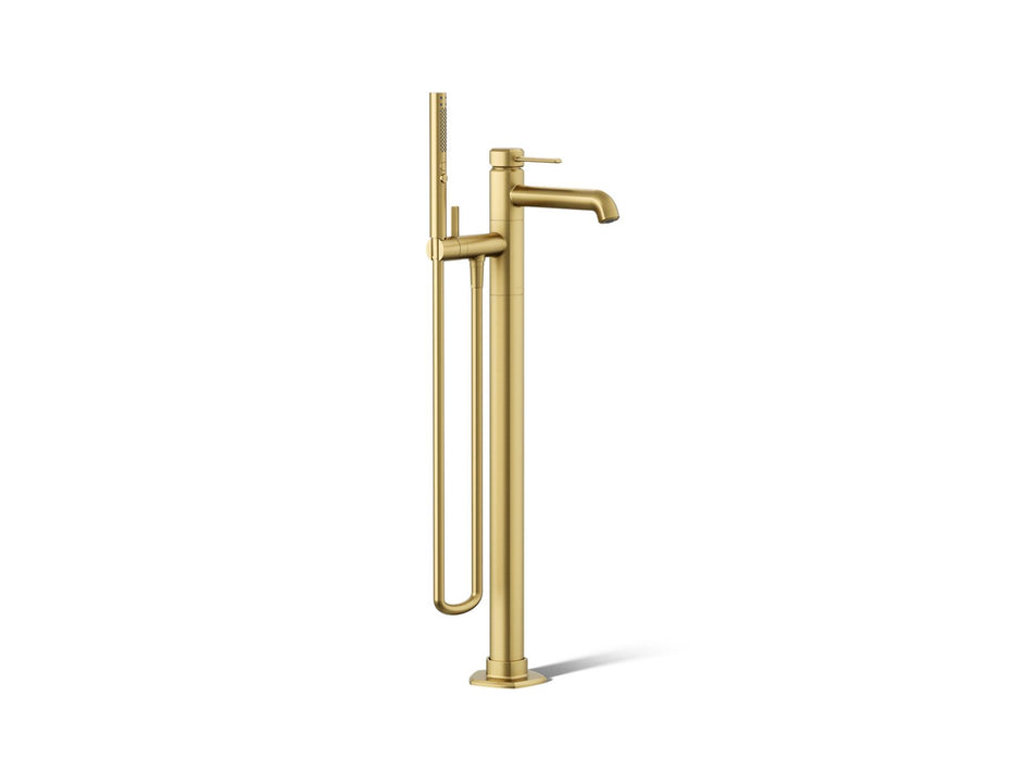 KOHLER K-T27025-4 Occasion Floor-mount bath filler trim with handshower, vibrant brushed moderne brass