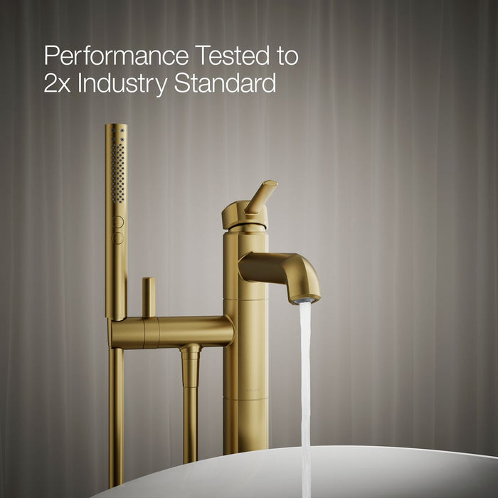 KOHLER K-T27025-4 Occasion Floor-mount bath filler trim with handshower, vibrant brushed moderne brass - view 5