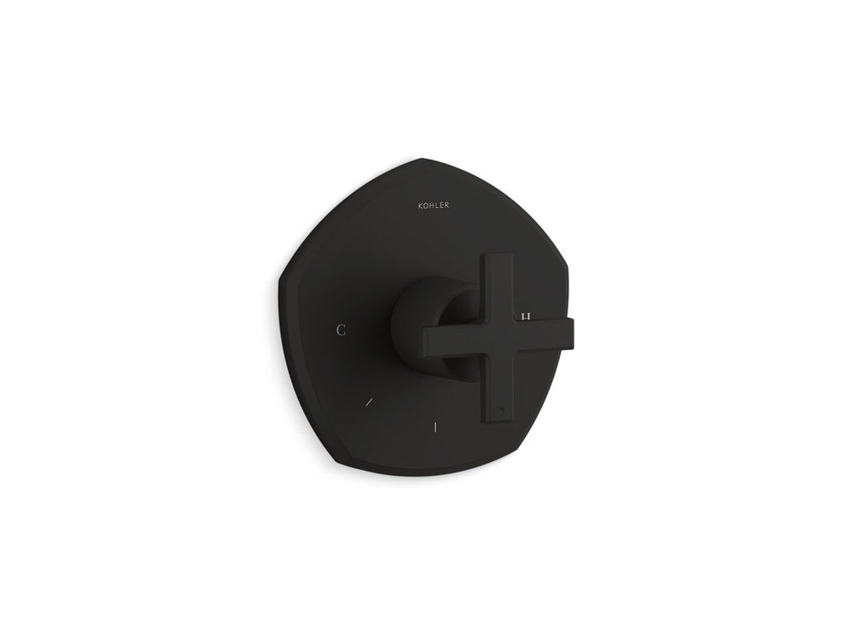 KOHLER K-T27040-3 Occasion MasterShower temperature control valve trim with cross handle, matte black