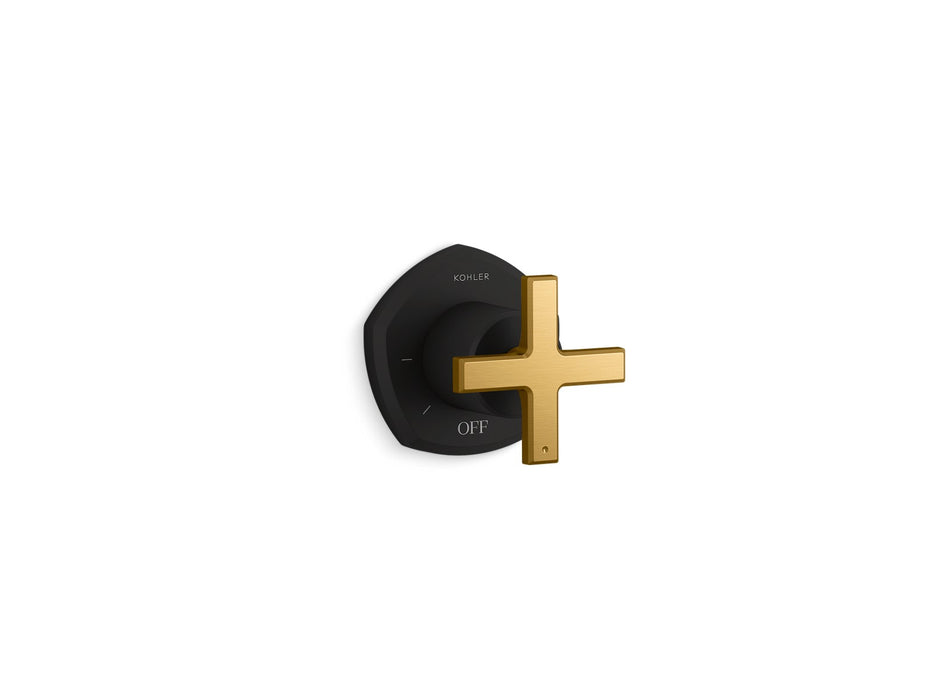 KOHLER K-T27041-3 Occasion MasterShower volume control valve trim with cross handle, matte black with moderne brass