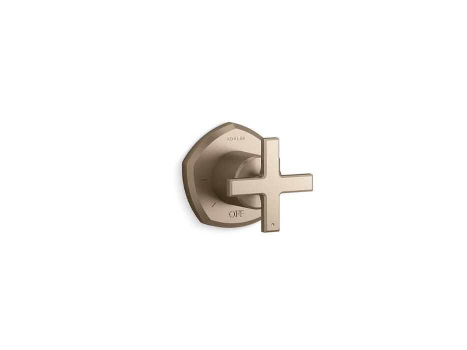 KOHLER K-T27041-3 Occasion MasterShower volume control valve trim with cross handle, vibrant brushed bronze