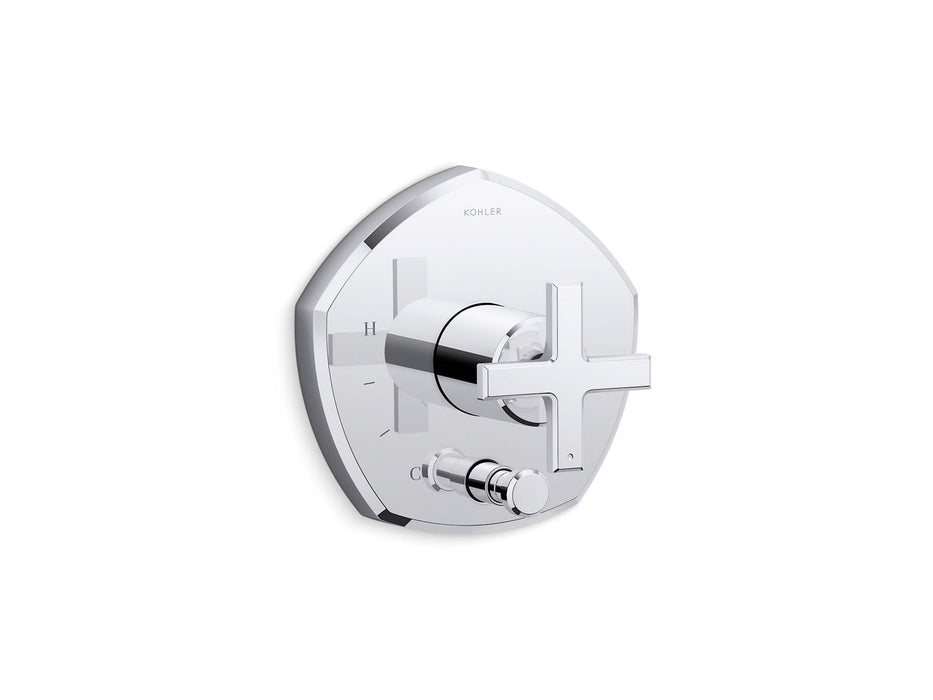 KOHLER K-T27044-3 Occasion Rite-Temp valve trim with push-button diverter and cross handle, polished chrome
