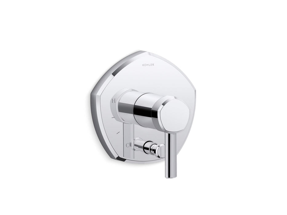 KOHLER K-T27044-4 Occasion Rite-Temp valve trim with push-button diverter and lever handle, polished chrome