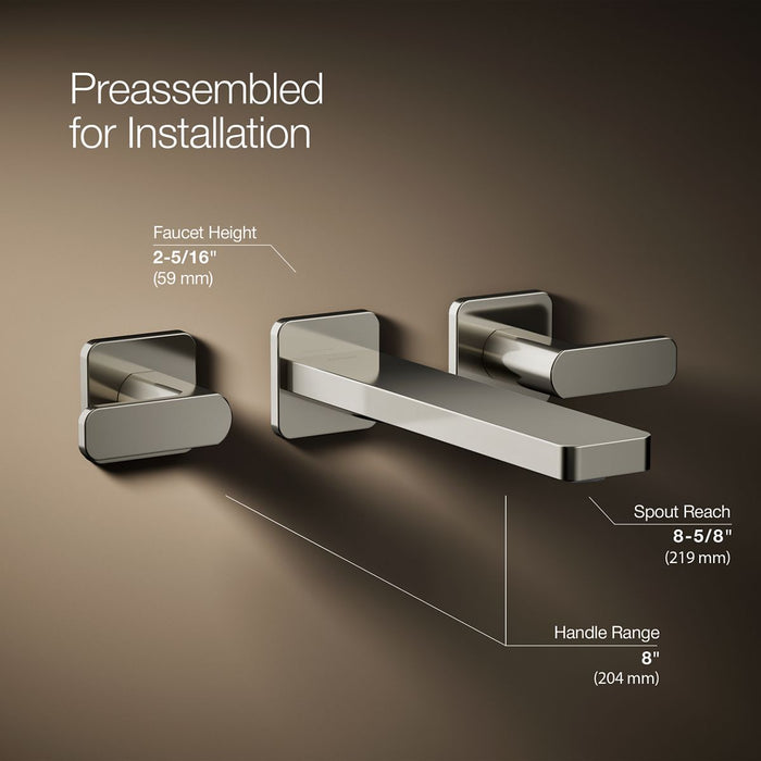 KOHLER K-T27120-4 Parallel Wall-mount bathroom sink faucet trim, 1.2 gpm