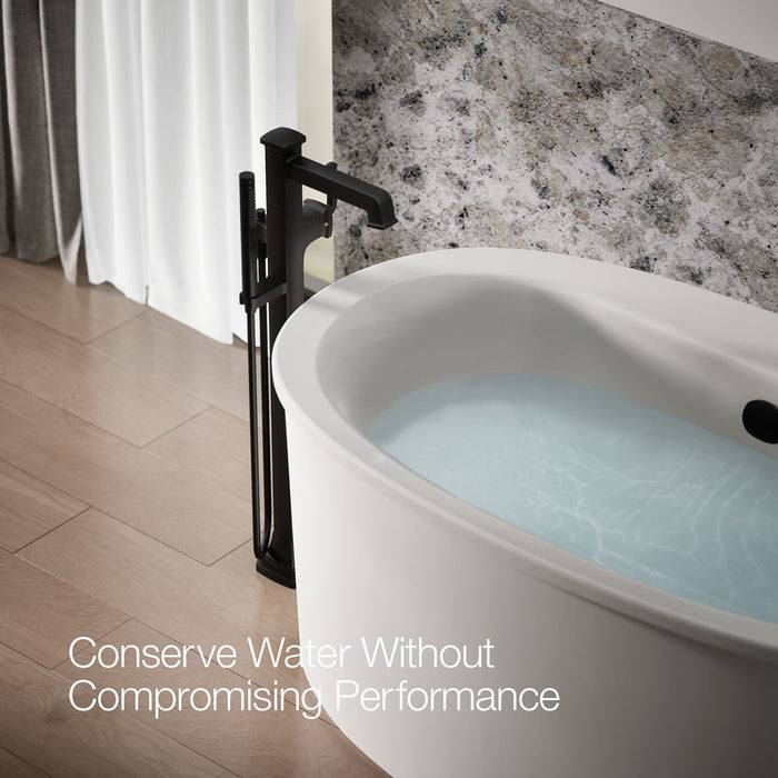 KOHLER K-T27408-4 Riff Floor-mount bath filler trim with handshower, matte black - view 4