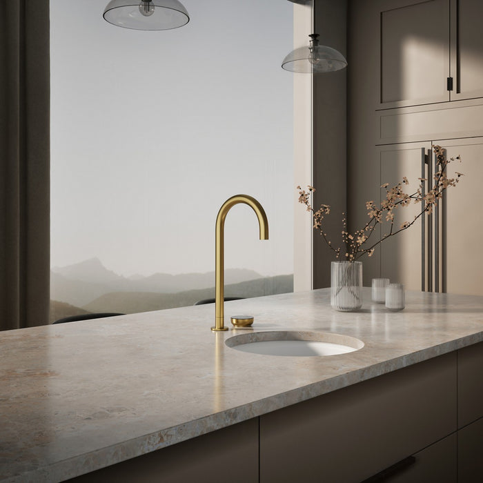 KOHLER K-T30924 Aquifer 4-in-1 tall arc beverage faucet, vibrant brushed moderne brass - view 3