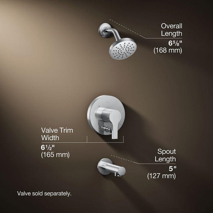 KOHLER K-T35327-4Y Elate Rite-Temp Bath and Shower Trim Kit with Push-button Diverter, 2.5 GPM, polished chrome - view 4