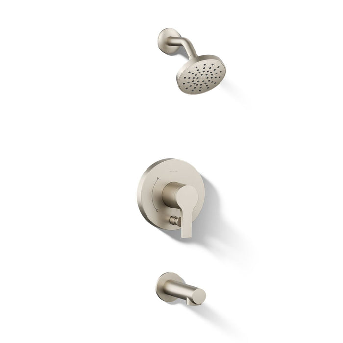 KOHLER K-T35327-4Y Elate Rite-Temp Bath and Shower Trim Kit with Push-button Diverter, 2.5 GPM, vibrant brushed nickel -...