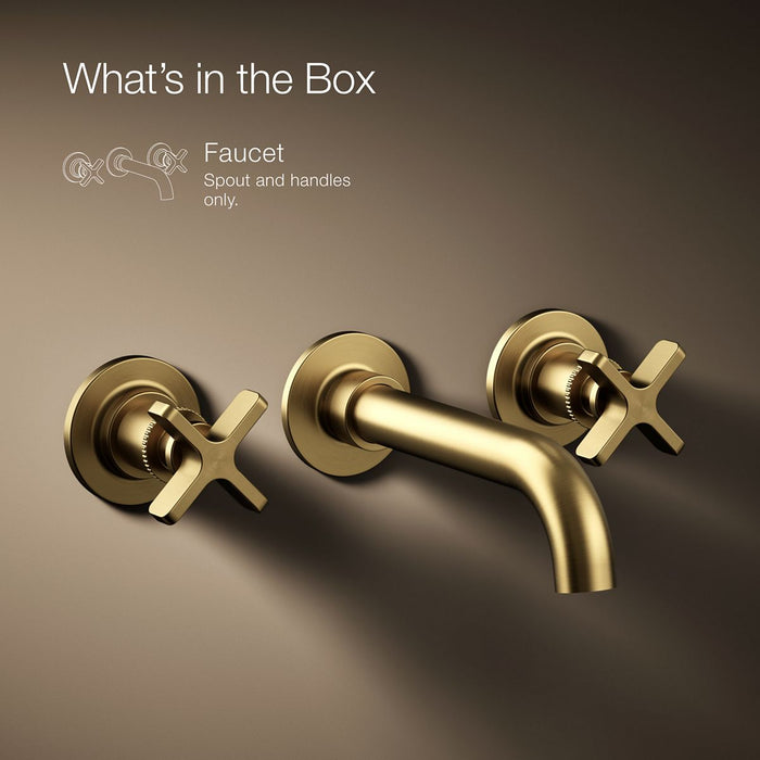 KOHLER K-T35909-3 Castia by Studio McGee Wall-mount bathroom sink faucet trim, 1.2 gpm, vibrant brushed moderne brass -...