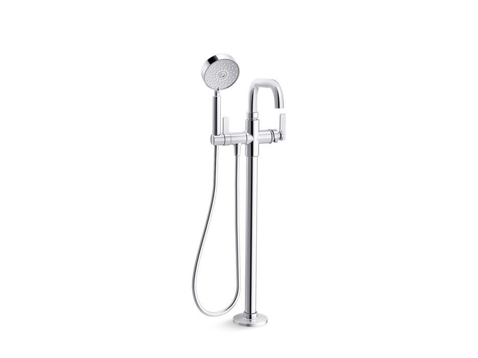 KOHLER K-T35924-4 Castia by Studio McGee Floor-mount bath filler trim with handshower, polished chrome