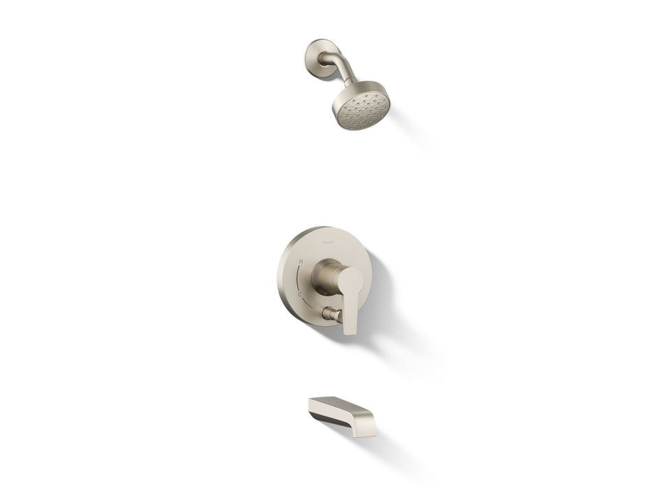 KOHLER K-T49980-4G Pitch Rite-Temp Bath and shower trim kit with push-button diverter, 1.75 gpm, vibrant brushed nickel