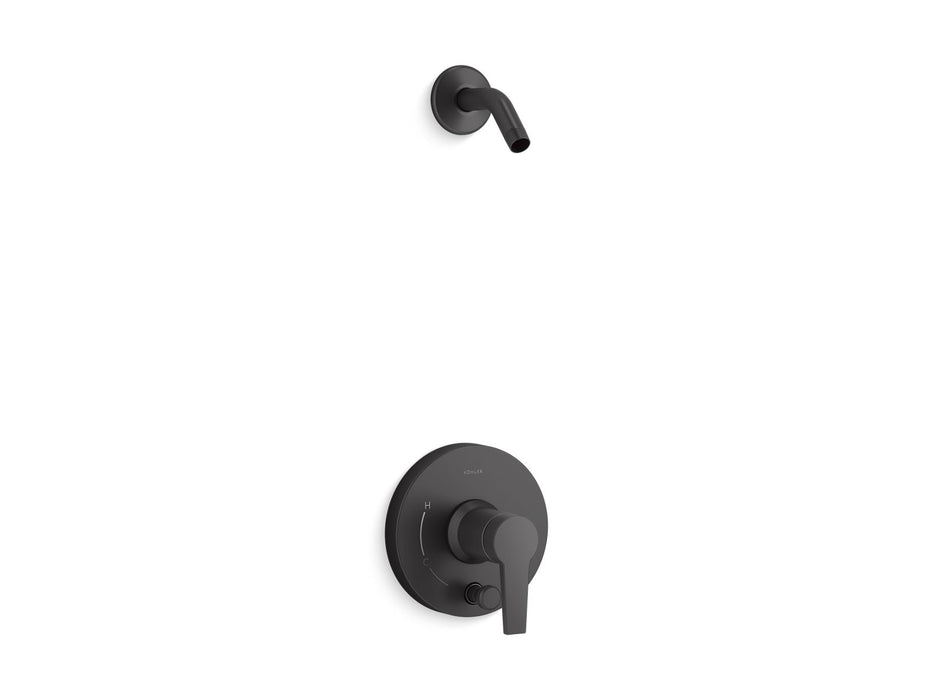 KOHLER K-T49989-4L Pitch Rite-Temp Shower trim kit with push-button diverter, without showerhead, matte black