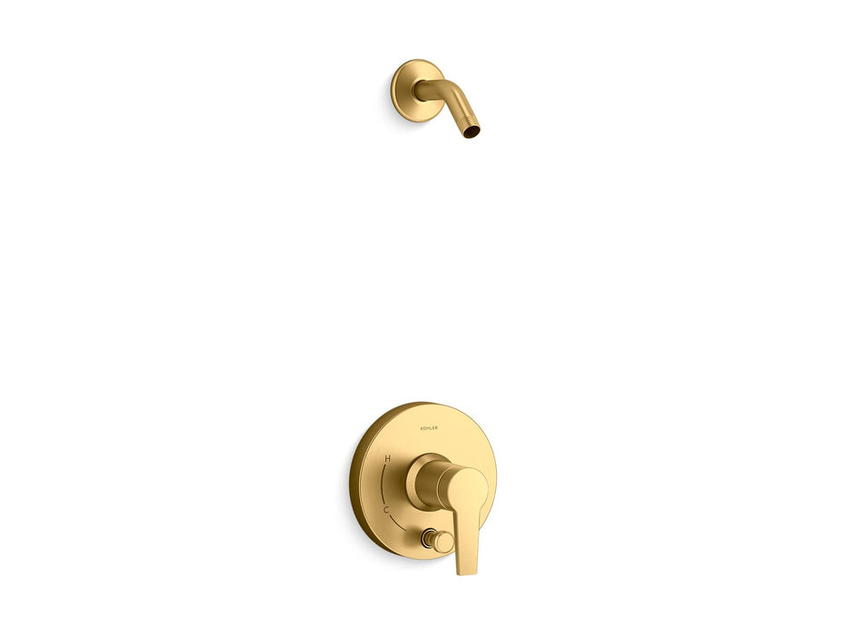 KOHLER K-T49989-4L Pitch Rite-Temp Shower trim kit with push-button diverter, without showerhead, vibrant brushed moderne...