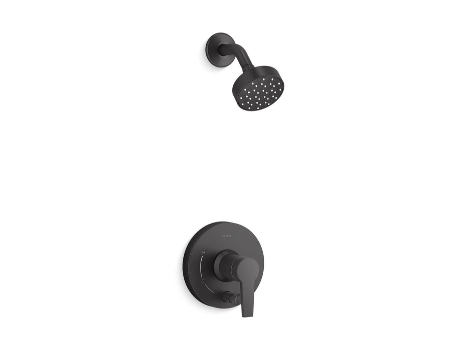 KOHLER K-T49990-4Y Pitch Rite-Temp Shower Trim Kit with Push-button Diverter, 2.5 GPM, matte black