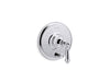 KOHLER K-T72768-4 Artifacts Rite-Temp valve trim with push-button diverter and lever handle, polished chrome