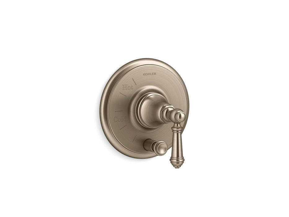 KOHLER K-T72768-4 Artifacts Rite-Temp valve trim with push-button diverter and lever handle, vibrant brushed bronze