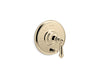 KOHLER K-T72768-4 Artifacts Rite-Temp valve trim with push-button diverter and lever handle, vibrant french gold